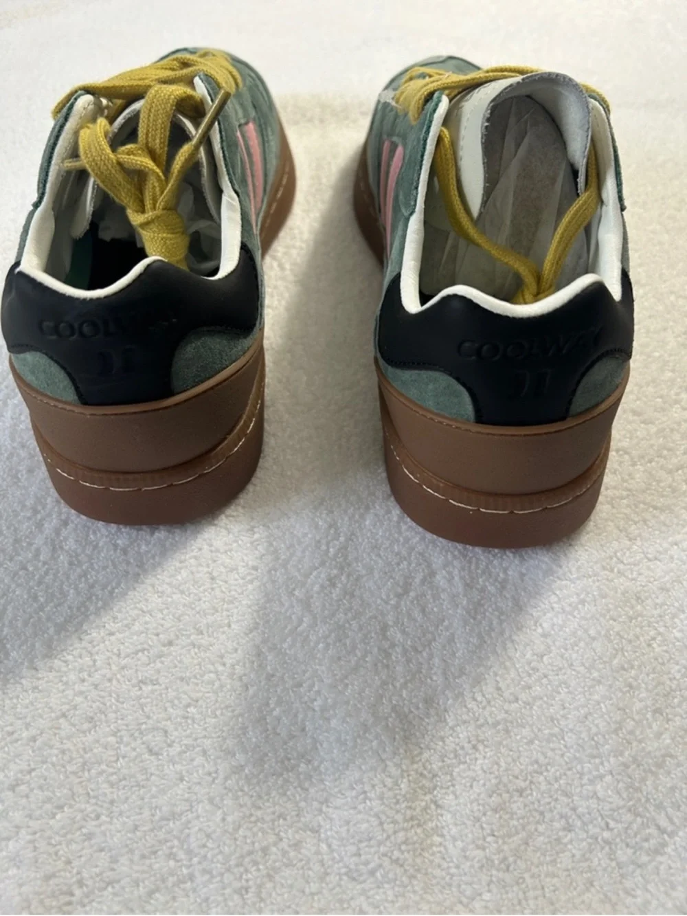 Coolway 10 Sneakers Goal in Green Forest Suede Free People black yellow no box